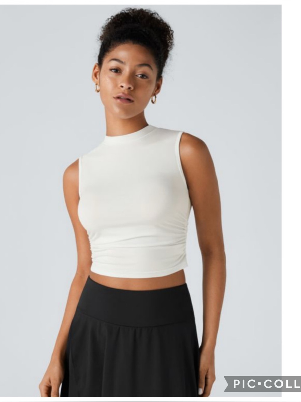 Halara White Sleeveless Ruched Crop Top XS NWT